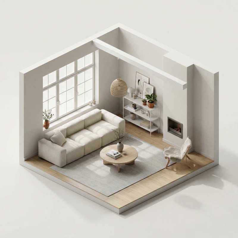 Nano Banana model generation of Scandi Urban Living Diorama