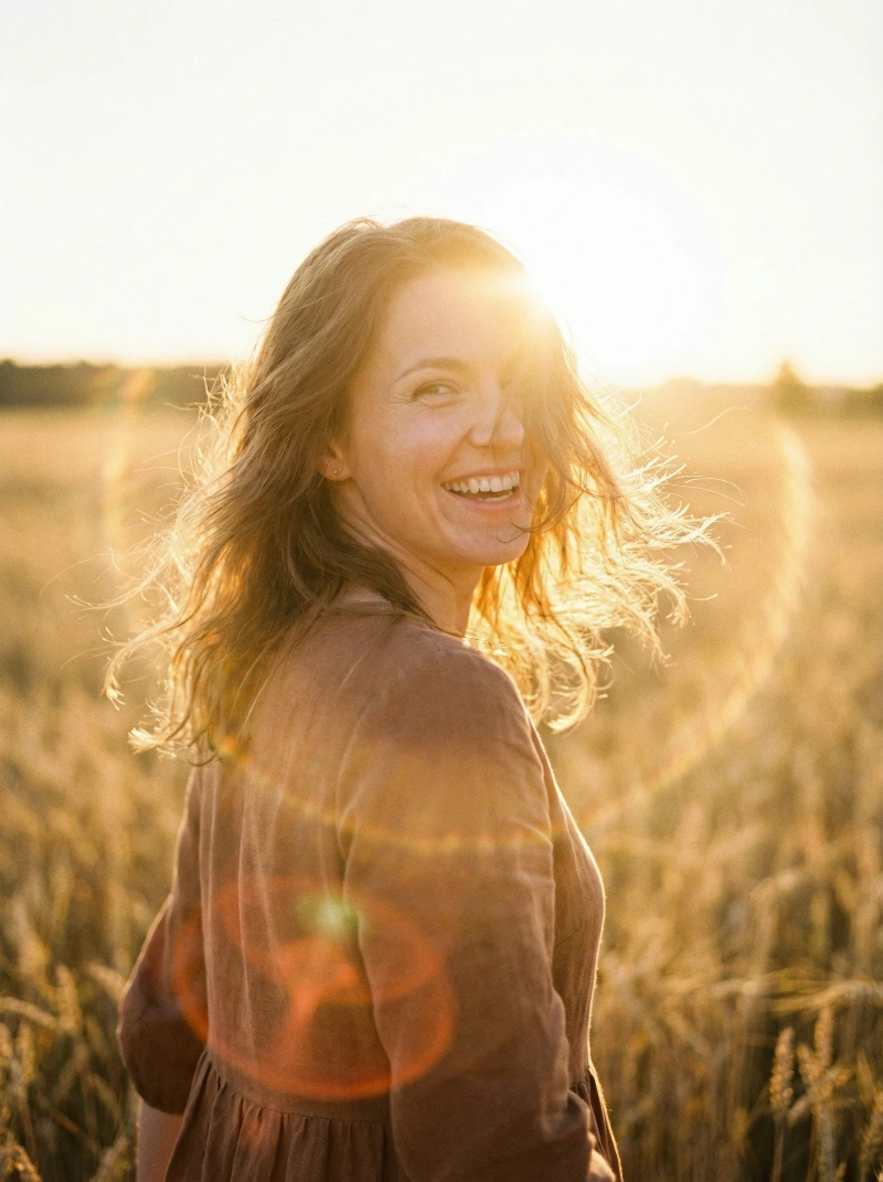 Golden Hour Wheat Field Portrait