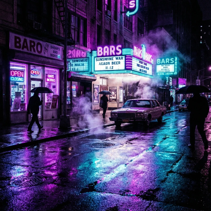 Neon Noir Streetscape, created using a Nano Banana Prompt
