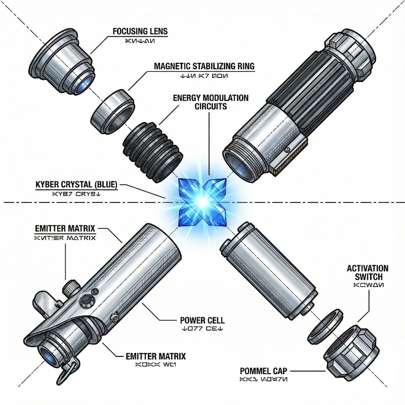 Graflex Lightsaber Exploded View, created using a Nano Banana Prompt