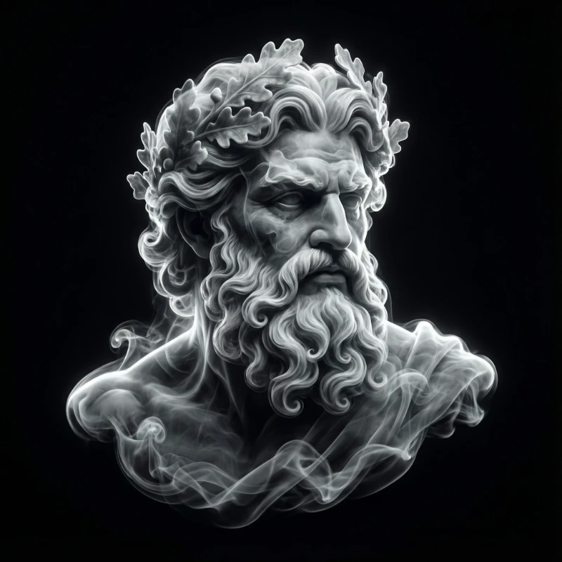 Nano Banana model generation of Smoke Zeus Bust Portrait