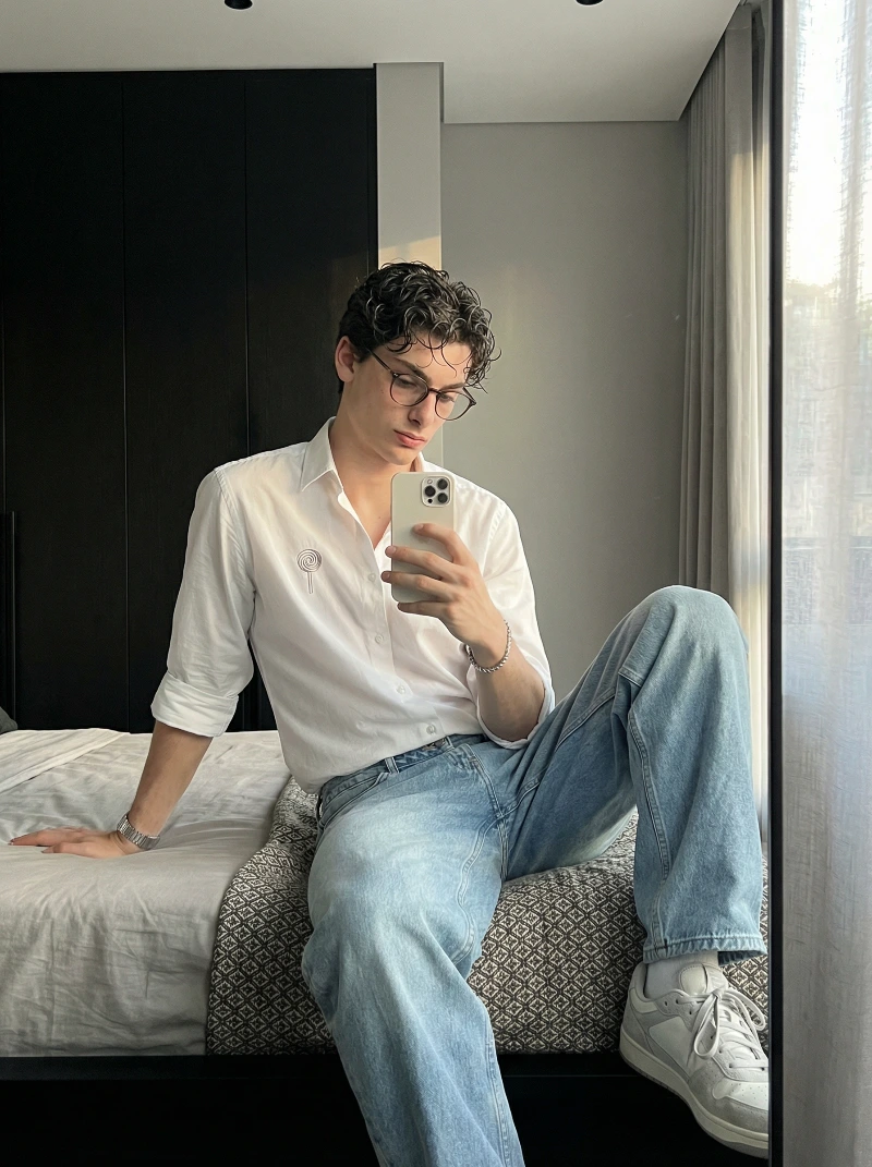 Modern Bedroom Mirror Selfie