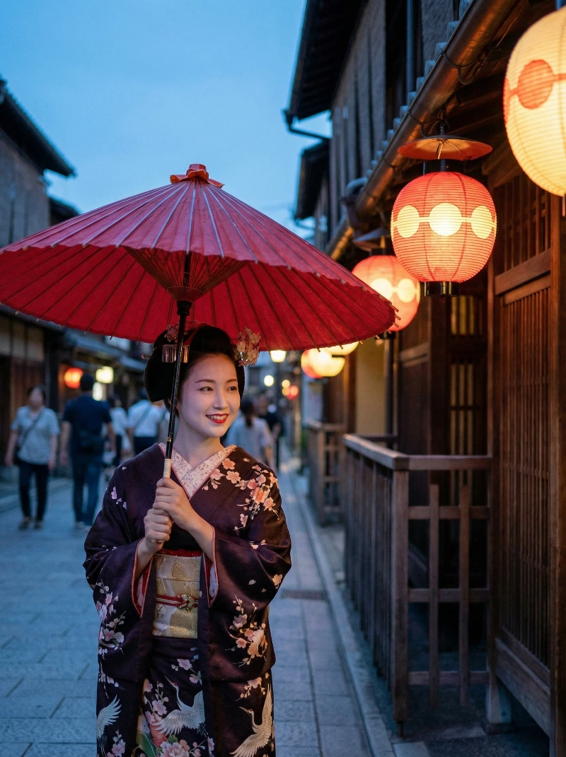 Night Geisha Kyoto, created using a Nano Banana Prompt