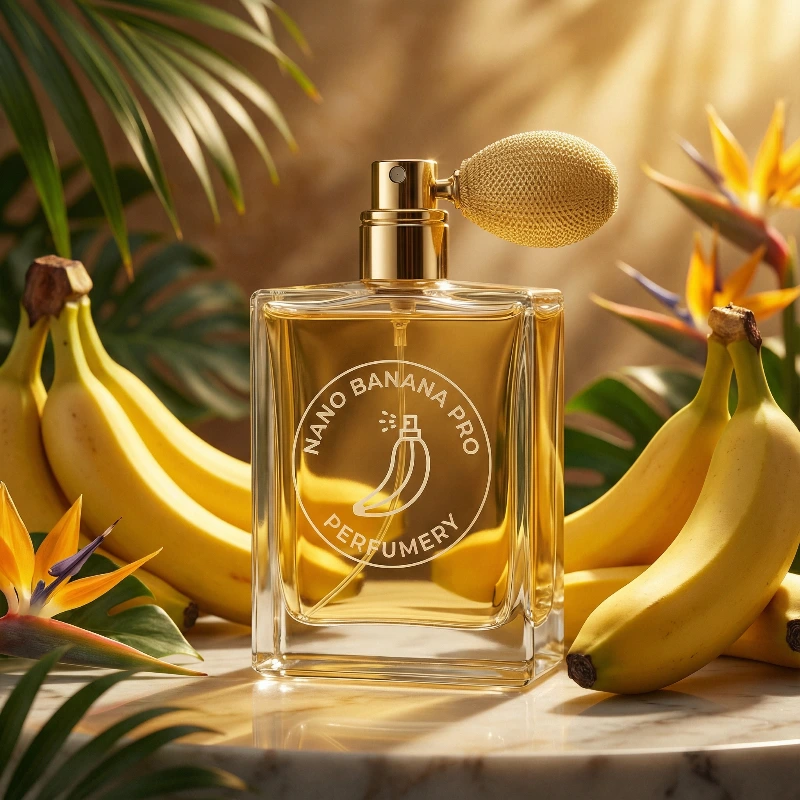 Nano Banana model generation of 3D Banana Perfume Ad