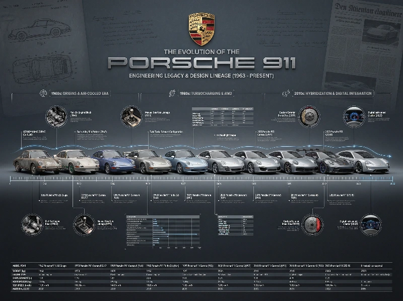 Porsche 911 Evolution Infographic, created using a Nano Banana Prompt