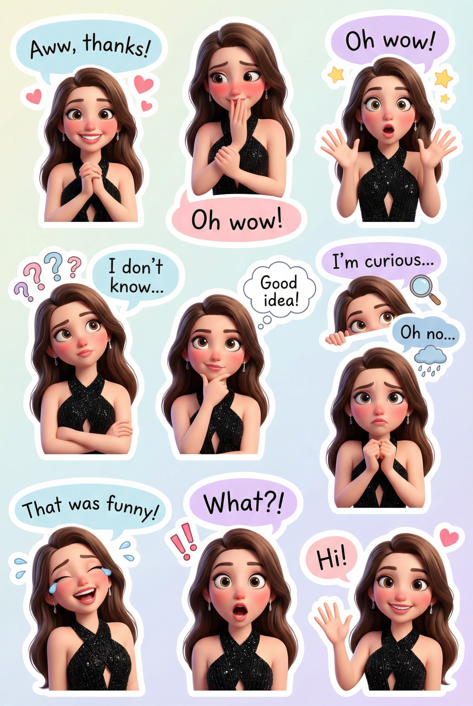 Cute 3D Emoji Sticker Collage