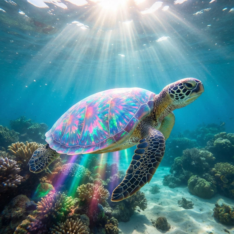 Glowing Opal Sea Turtle, created using a Nano Banana Prompt
