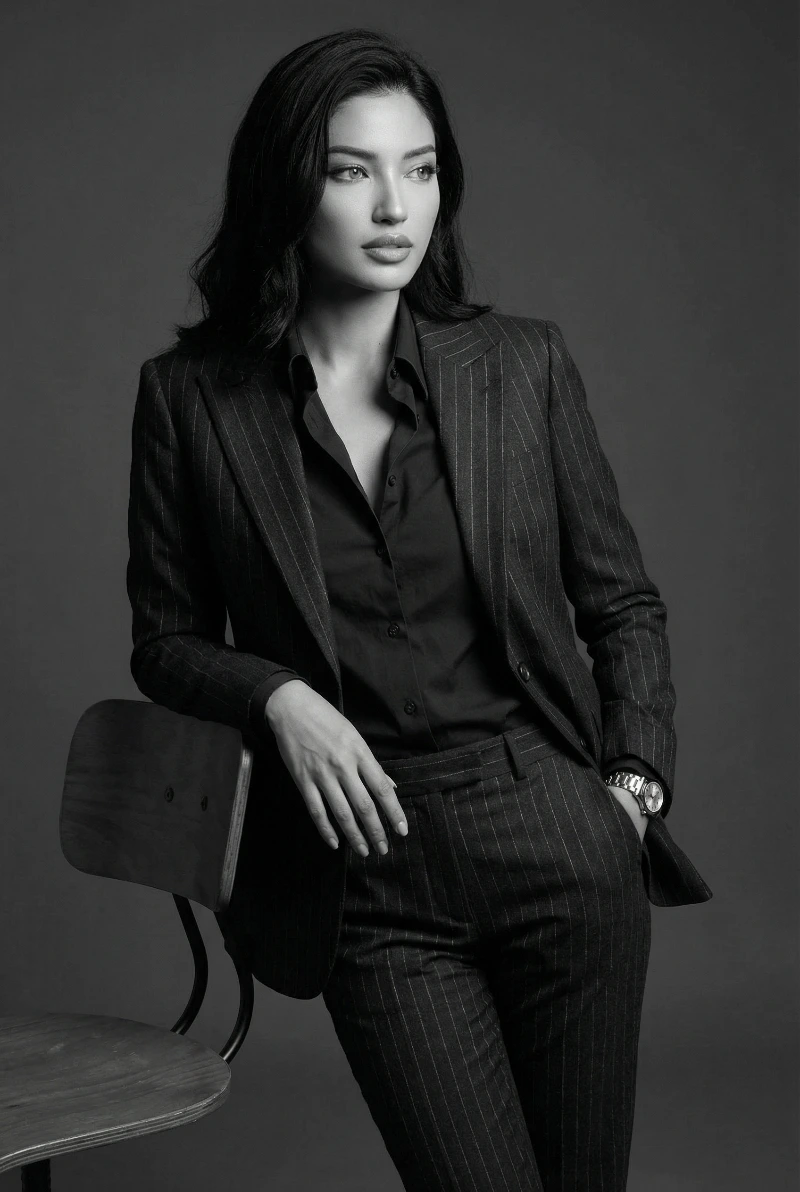 Classic B&W Tailored Portrait, created using a Nano Banana Prompt