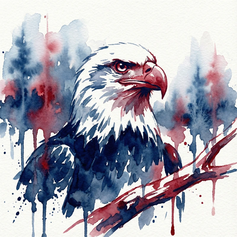 Watercolor Bald Eagle Drama
