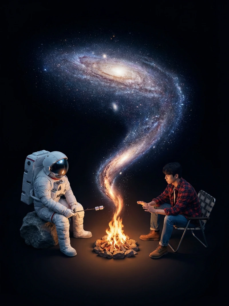 Cosmic Campfire Connection, created using a Nano Banana Prompt