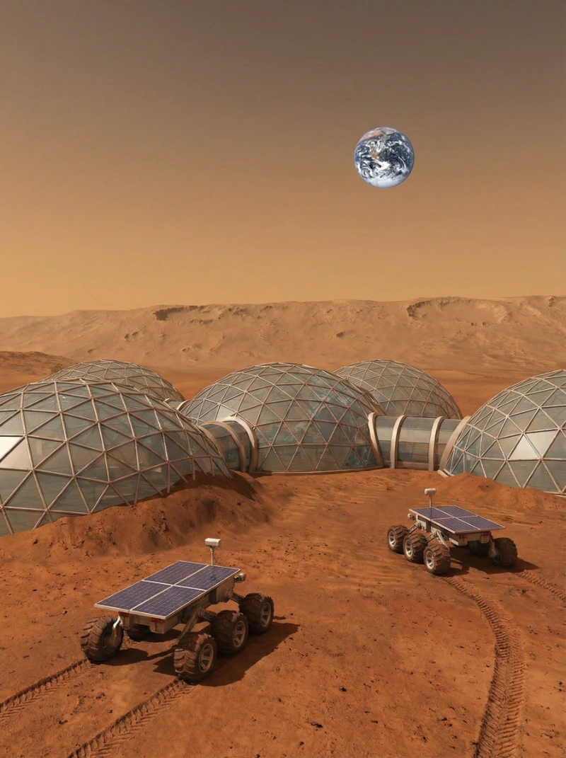 Nano Banana model generation of Mars Colony Domes & Red Dust