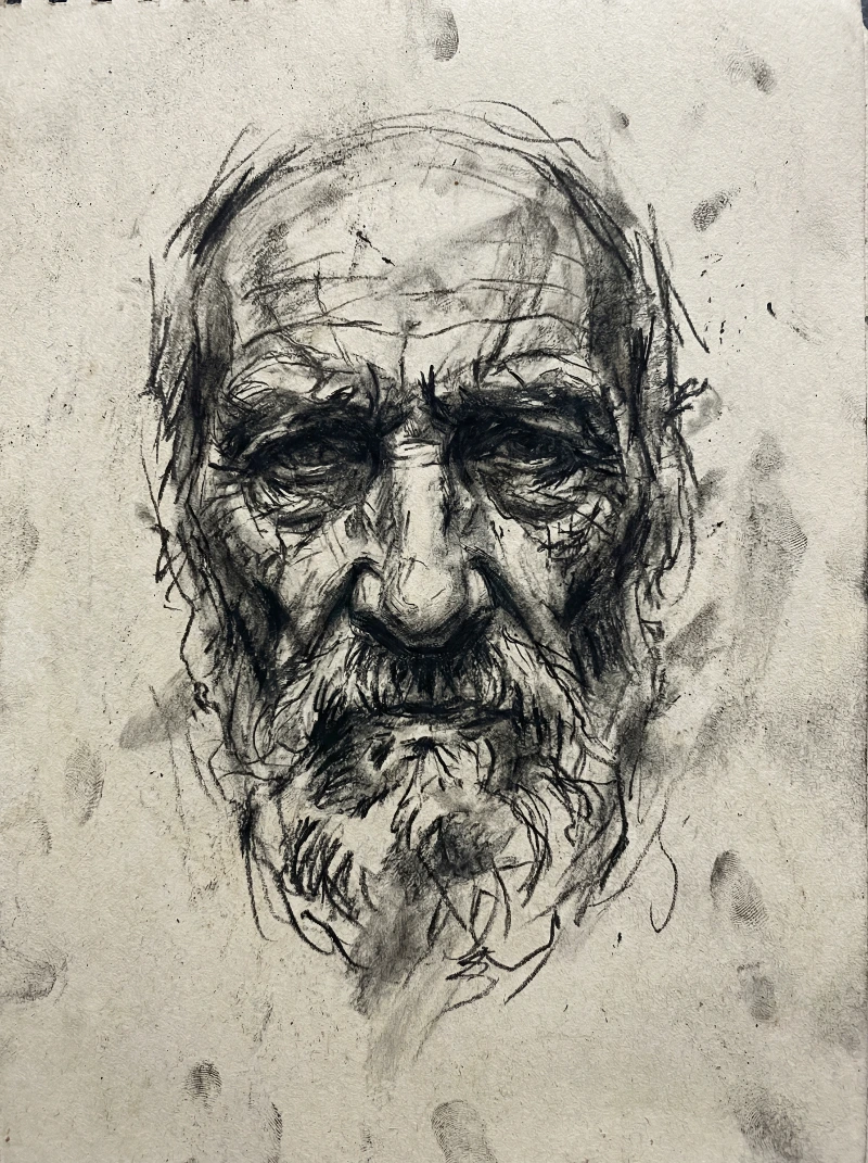 Nano Banana model generation of Rough Charcoal Face Sketch