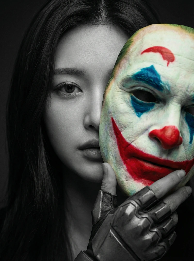 Duality: Grayscale Mask Portrait