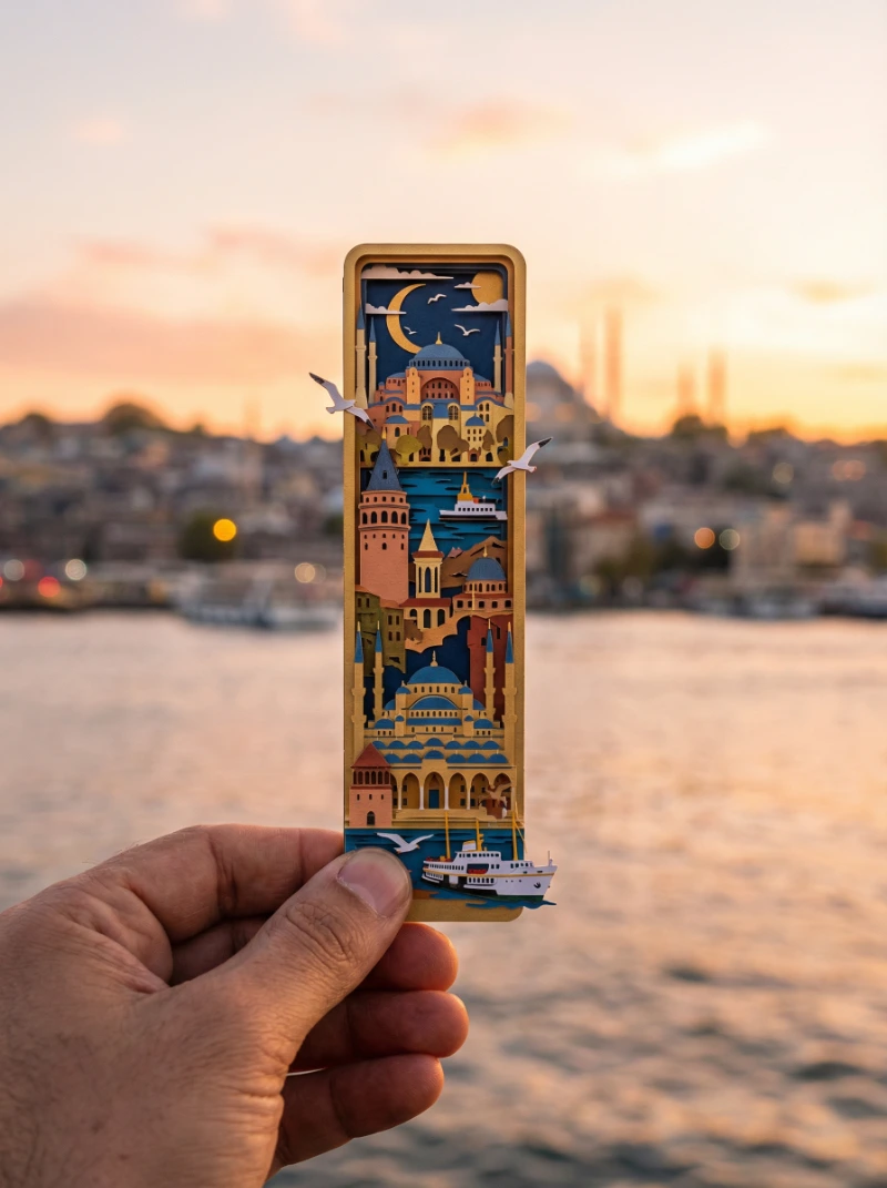 Nano Banana model generation of Sunset Istanbul Bookmark