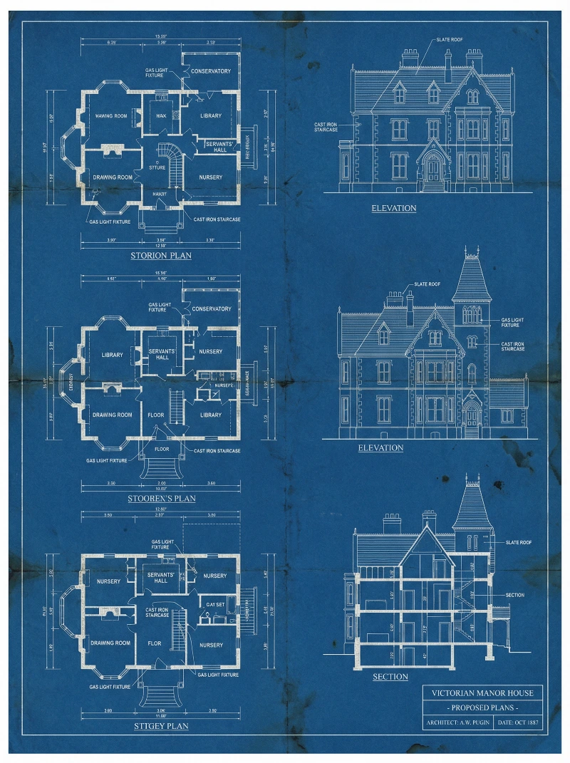 Victorian Blueprint Tech, created using a Nano Banana Prompt