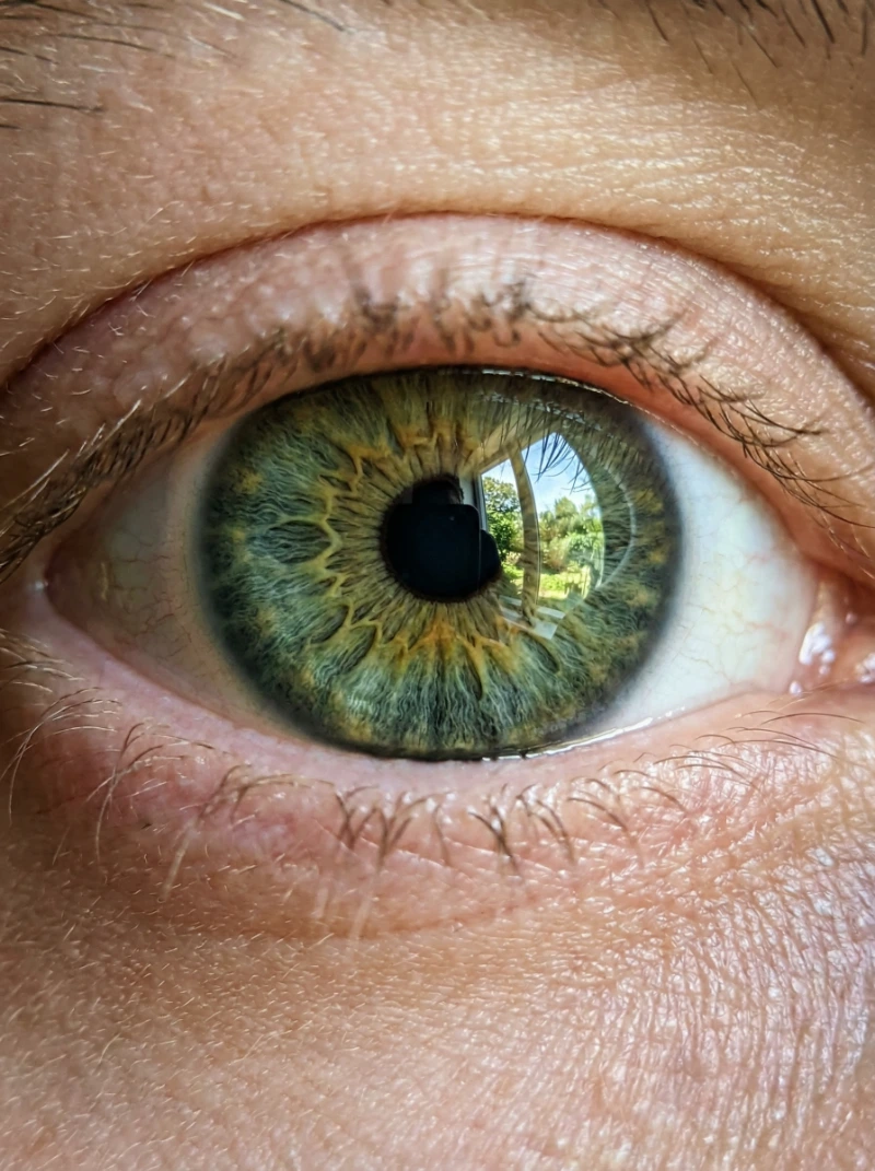 Nano Banana model generation of Green Eye Macro Close-Up