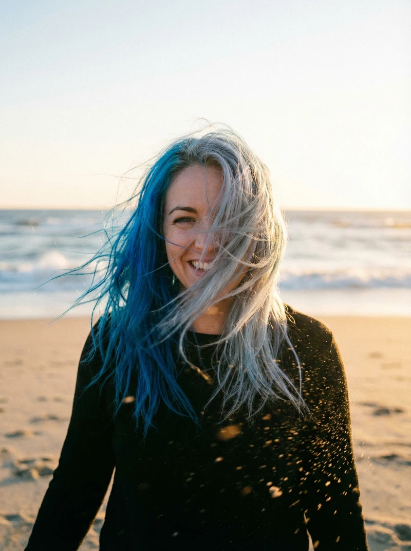 Nano Banana model generation of Sunrise Beach Hair Drama