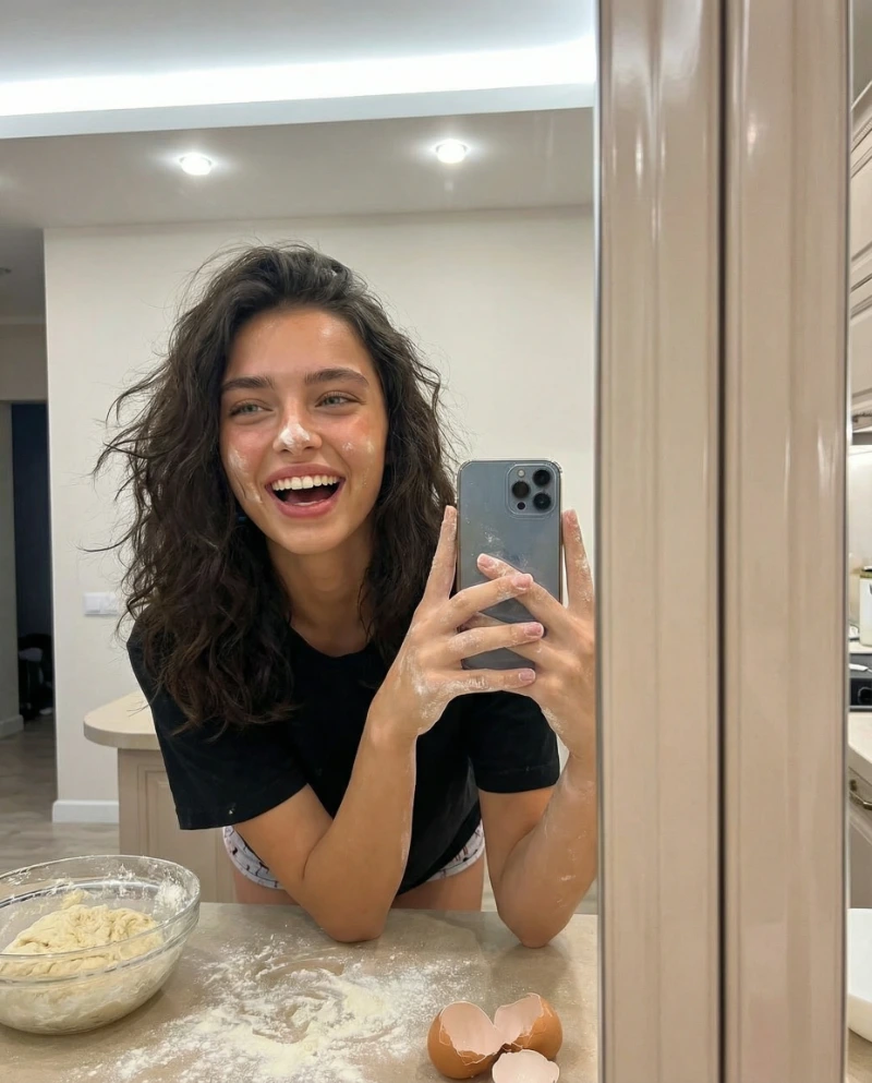 Playful Kitchen Mirror Selfie