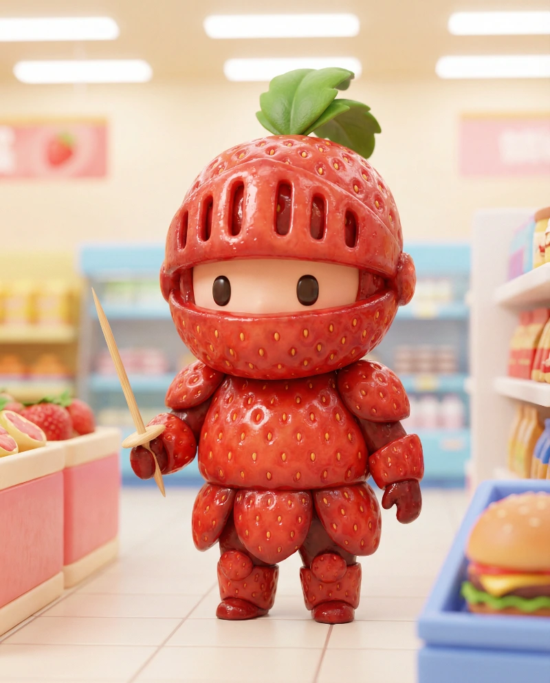 Nano Banana model generation of Chibi Strawberry Knight
