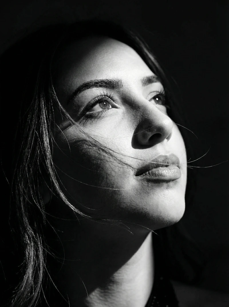 Dramatic Black Hair Portrait