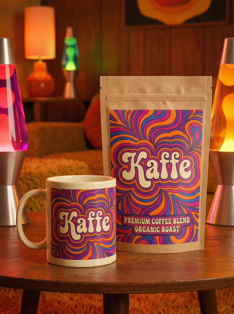 60s Psychedelic Kaffe Mockup
