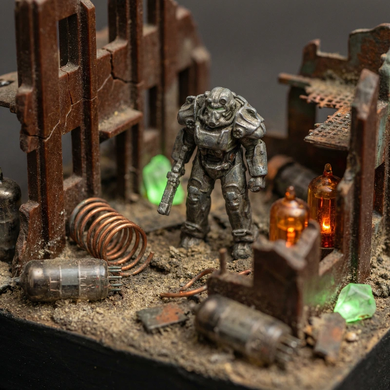 Nano Banana model generation of Vintage Fallout Diorama