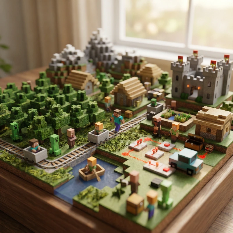 Minecraft Miniature Diorama, created using a Nano Banana Prompt