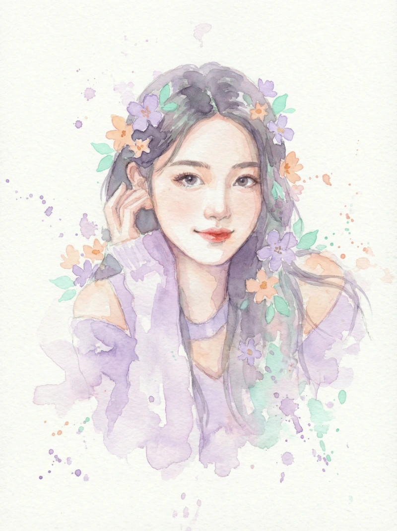 Misty Watercolor Girl