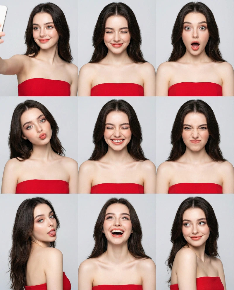 Glam K-pop Portrait Grid