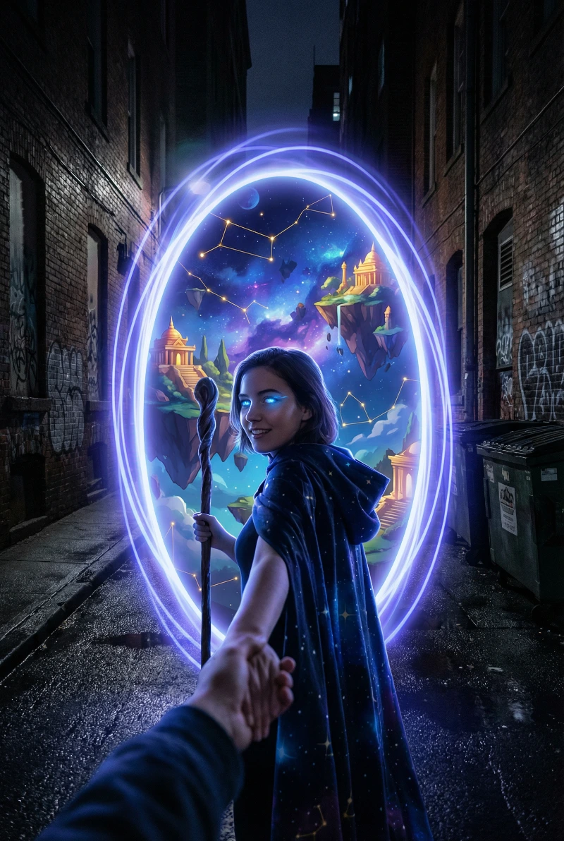 Celestial Portal Guide, created using a Nano Banana Prompt