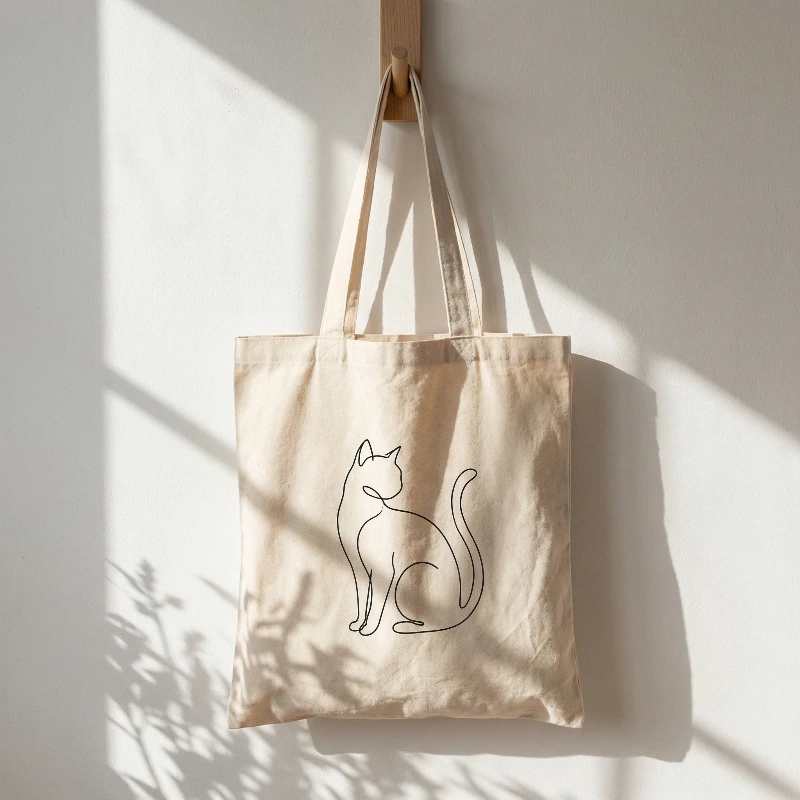 Minimalist Cat Tote Mockup, created using a Nano Banana Prompt