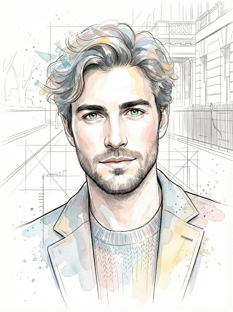 Nano Banana model generation of Cinematic Watercolor Portrait