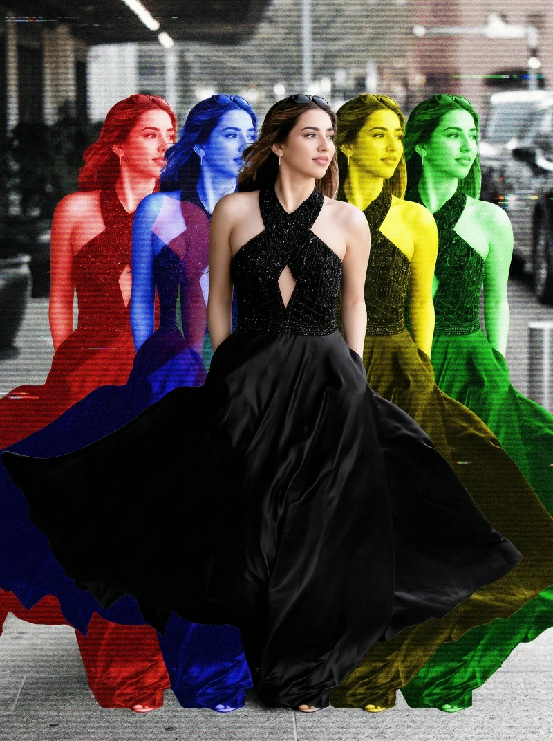 Nano Banana model generation of Gritty Colored Duplicate Portrait