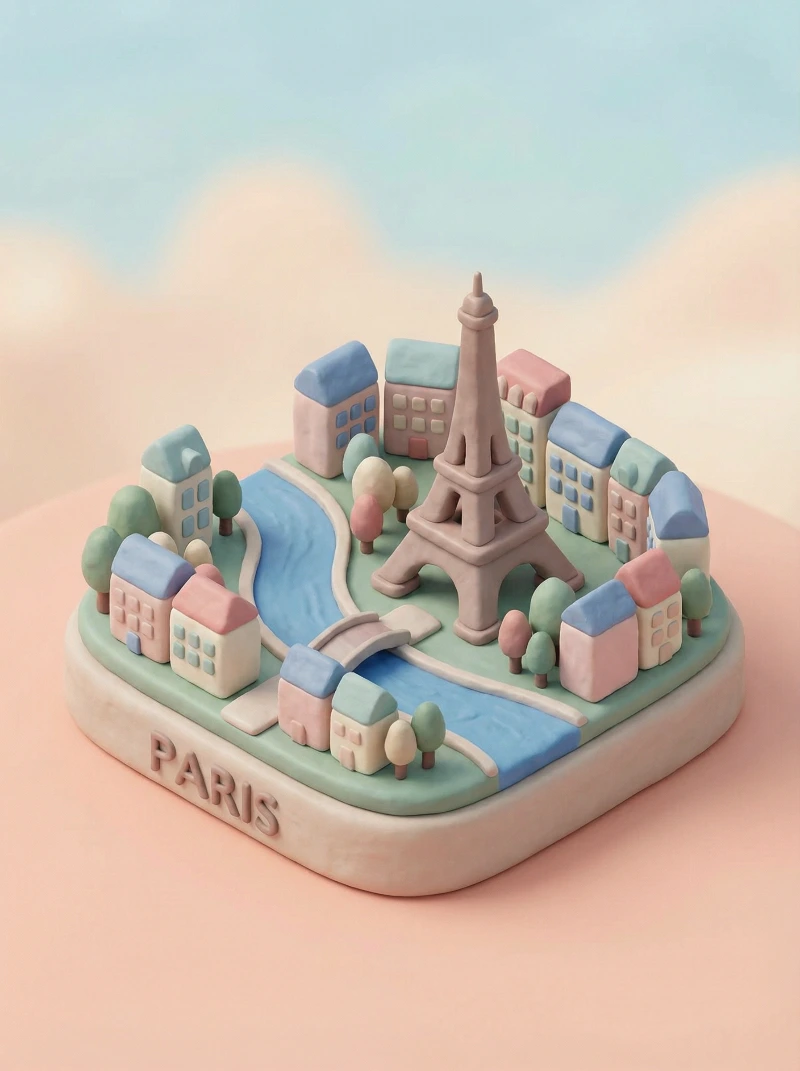 Isometric Paris Claymorphism, created using a Nano Banana Prompt