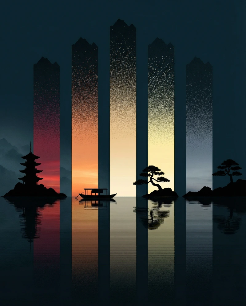 Zen Sky Slices Reflection