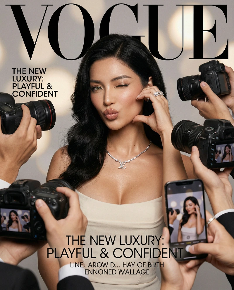 Playful Vogue Fashion Cover, created using a Nano Banana Prompt