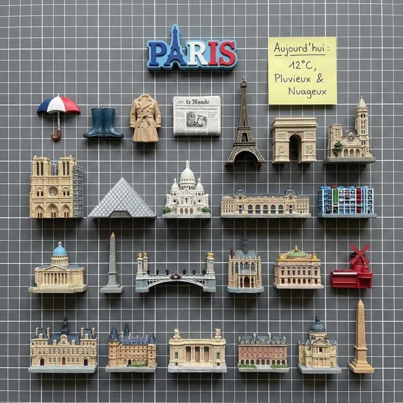 Nano Banana model generation of 3D Paris Magnet Knolling