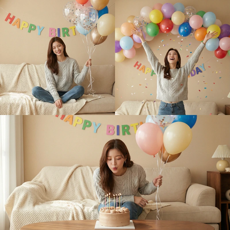 Nano Banana model generation of Cozy Indoor Birthday Collage