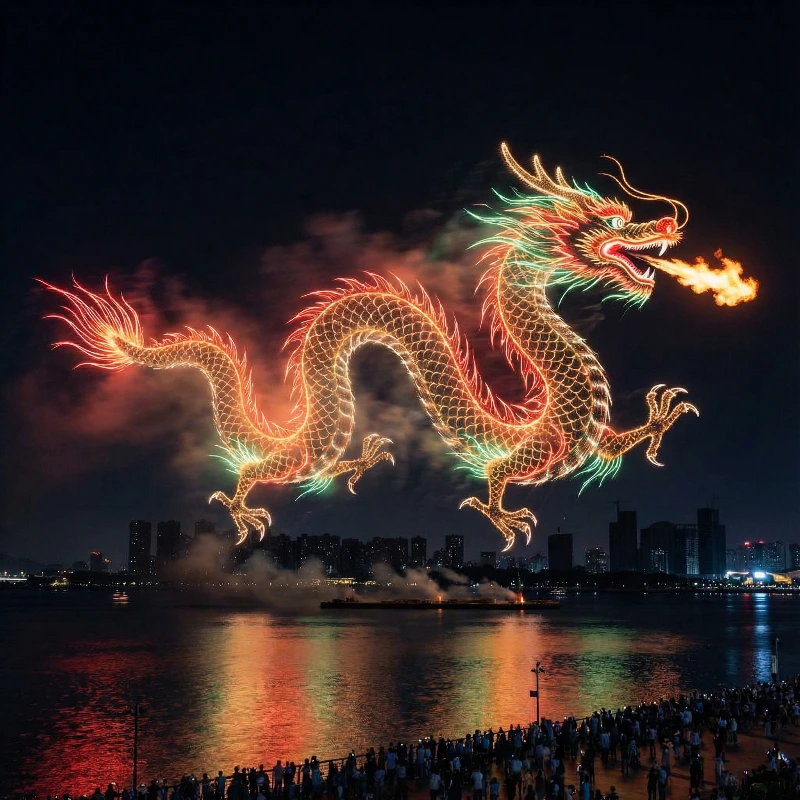 Dragon Fireworks Night City
