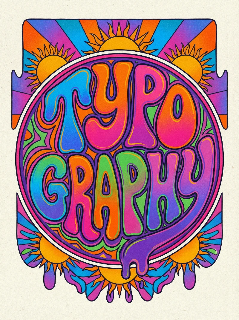 Nano Banana model generation of Groovy 60s Typography