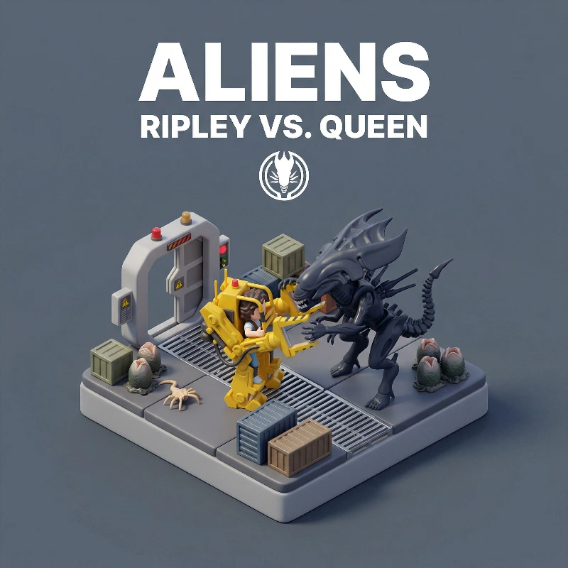 Aliens Ripley vs Queen Diorama, created using a Nano Banana Prompt