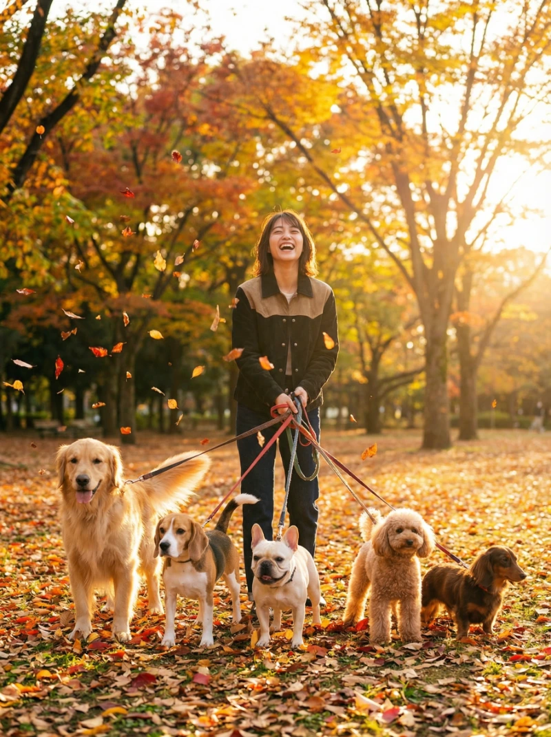 Nano Banana model generation of Golden Hour Dog Walk Chaos