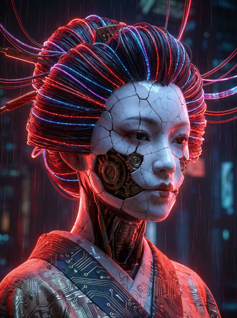 Cyberpunk Geisha Porcelain Port