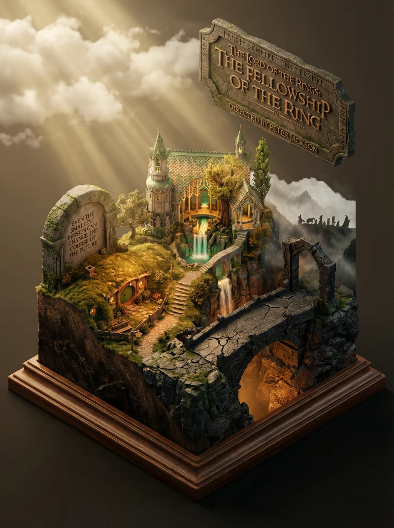 LOTR Miniature Diorama, created using a Nano Banana Prompt