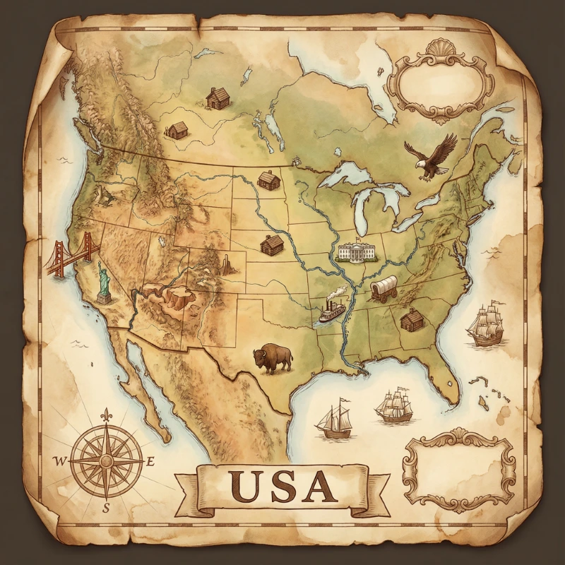 Vintage Isometric USA Map