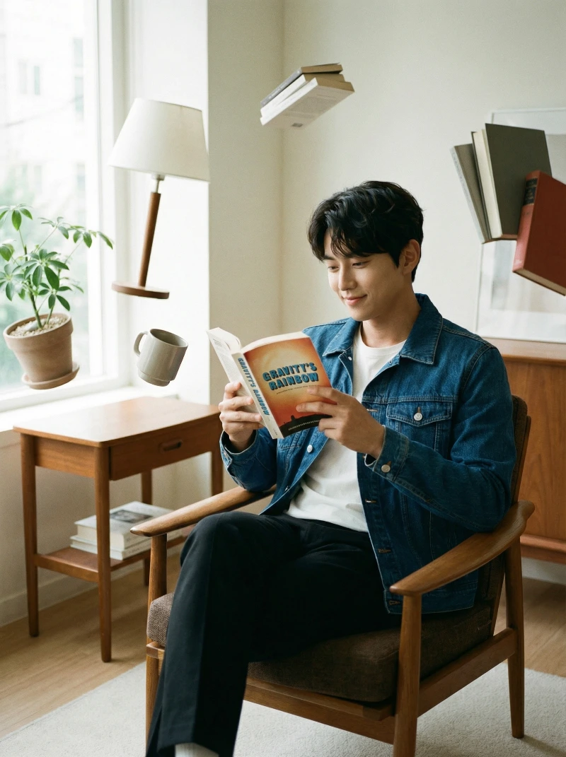 Floating Book Portrait, created using a Nano Banana Prompt