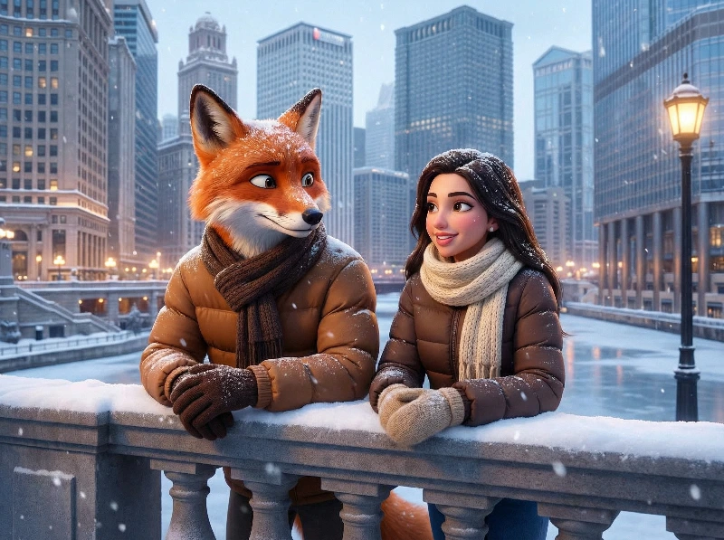 Frosty Fox Bridge, created using a Nano Banana Prompt