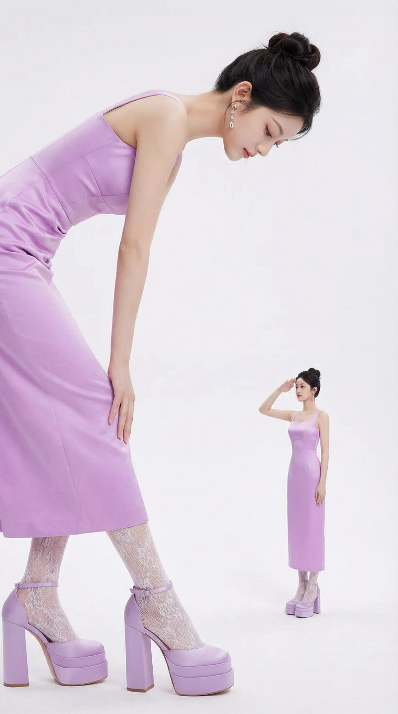 Nano Banana model generation of Ultra-Real Lilac Scale Fashion