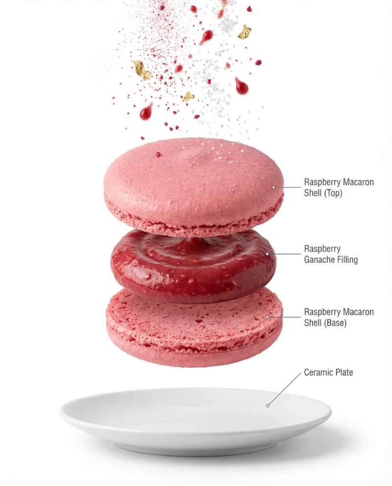 Hyper-Real Macaron Exploded, created using a Nano Banana Prompt
