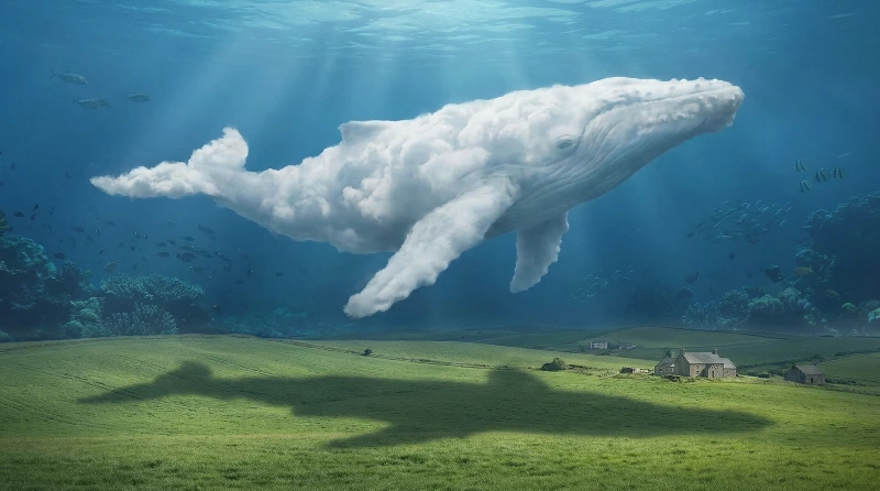 Surreal Cloud Whale Scene, created using a Nano Banana Prompt